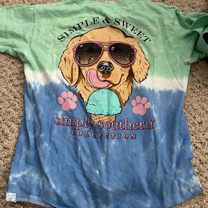 Green, blue, and white simply southern shirt